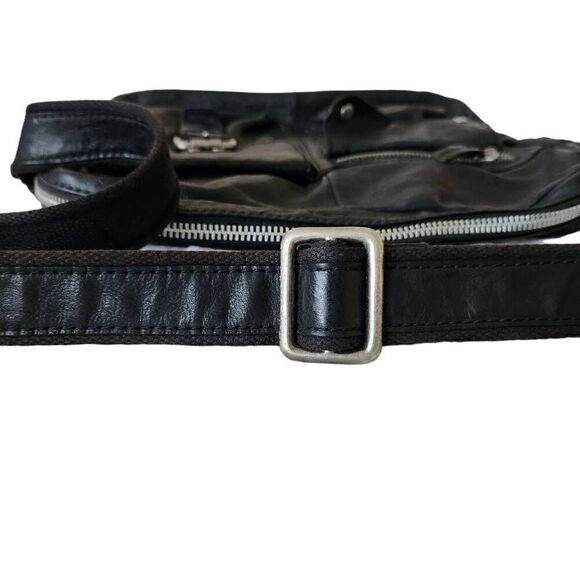 Fossil Crossbody Bag Leather Black Boho Snap Button Buckle Adjustable - Picture 5 of 7